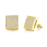 Gold Color Zircon Stud Earrings for Men and Women Punk Hip Hop Piercing