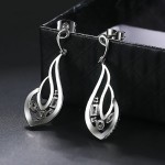 Vintage Leaf Drop Earrings with Orange Cubic Zircon for Women