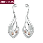 Vintage Leaf Drop Earrings with Orange Cubic Zircon for Women