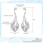 Vintage Leaf Drop Earrings with Orange Cubic Zircon for Women