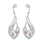 Vintage Leaf Drop Earrings with Orange Cubic Zircon for Women
