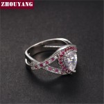 Waterdrop Crystal Wedding Ring for Women, Silver Tone Cubic Zirconia Iced Out Party J