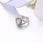 Waterdrop Crystal Wedding Ring for Women, Silver Tone Cubic Zirconia Iced Out Party J
