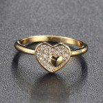 Heart-Shape Gold-Color Zircon Ring for Women