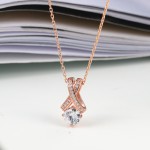 Rose Gold Crystal Pendant Necklace for Women