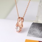Rose Gold Crystal Pendant Necklace for Women