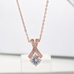 Rose Gold Crystal Pendant Necklace for Women