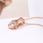 Rose Gold Crystal Pendant Necklace for Women