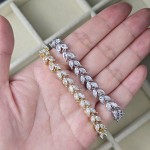 Ice Out Leaf Cubic Zirconia Adjustable Bracelet for Women