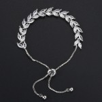 Ice Out Leaf Cubic Zirconia Adjustable Bracelet for Women