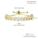 Ice Out Leaf Cubic Zirconia Adjustable Bracelet for Women