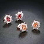 Sunflower Rose Gold Stud Earrings with Austrian Crystal