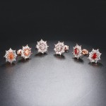 Sunflower Rose Gold Stud Earrings with Austrian Crystal