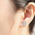 Sunflower Rose Gold Stud Earrings with Austrian Crystal