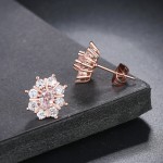 Sunflower Rose Gold Stud Earrings with Austrian Crystal