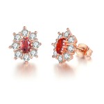 Sunflower Rose Gold Stud Earrings with Austrian Crystal