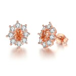 Sunflower Rose Gold Stud Earrings with Austrian Crystal