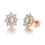 Sunflower Rose Gold Stud Earrings with Austrian Crystal