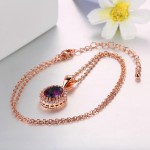 Rose Gold Green Crystal Pendant Necklace for Women