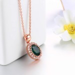 Rose Gold Green Crystal Pendant Necklace for Women