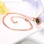 Rose Gold Green Crystal Pendant Necklace for Women