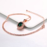 Rose Gold Green Crystal Pendant Necklace for Women