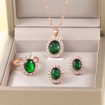 Rose Gold Green Crystal Pendant Necklace for Women