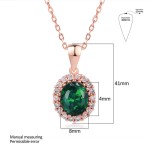 Rose Gold Green Crystal Pendant Necklace for Women