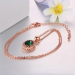 Rose Gold Green Crystal Pendant Necklace for Women