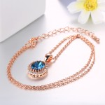 Rose Gold Green Crystal Pendant Necklace for Women