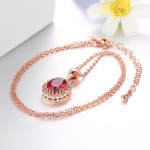 Rose Gold Green Crystal Pendant Necklace for Women