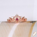 Women's Rose Gold Crown Ring with Blue Purple Red Zircon