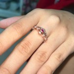 Women's Rose Gold Crown Ring with Blue Purple Red Zircon