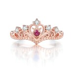 Women's Rose Gold Crown Ring with Blue Purple Red Zircon