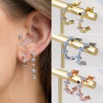 Opal Clover Hoop Earrings for Women, Gold C-Shaped Fashion Jewelry Gift
