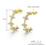 Opal Clover Hoop Earrings for Women, Gold C-Shaped Fashion Jewelry Gift