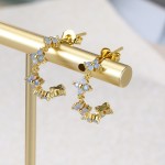 Opal Clover Hoop Earrings for Women, Gold C-Shaped Fashion Jewelry Gift