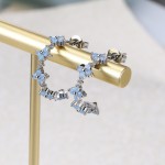 Opal Clover Hoop Earrings for Women, Gold C-Shaped Fashion Jewelry Gift