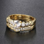 2-Piece Gold-Tone Ring Set with Round Cubic Zirconia Prong Setting