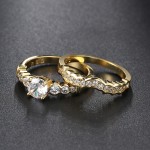 2-Piece Gold-Tone Ring Set with Round Cubic Zirconia Prong Setting