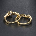 2-Piece Gold-Tone Ring Set with Round Cubic Zirconia Prong Setting