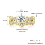2-Piece Gold-Tone Ring Set with Round Cubic Zirconia Prong Setting
