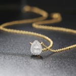 Crystal Waterdrop Pendant Necklace for Women, Gold Color Choker Chain