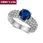 Multicolor Cubic Zirconia Crystal Ring for Women, Silver Tone 4-Claw Wedding Jewelry