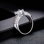 Multicolor Cubic Zirconia Crystal Ring for Women, Silver Tone 4-Claw Wedding Jewelry