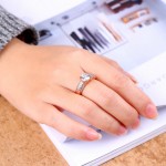 Multicolor Cubic Zirconia Crystal Ring for Women, Silver Tone 4-Claw Wedding Jewelry