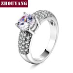Multicolor Cubic Zirconia Crystal Ring for Women, Silver Tone 4-Claw Wedding Jewelry