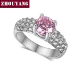 Multicolor Cubic Zirconia Crystal Ring for Women, Silver Tone 4-Claw Wedding Jewelry