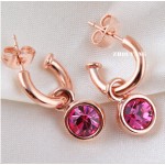 Green Crystal Rose Gold Drop Earrings for Women