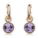 Green Crystal Rose Gold Drop Earrings for Women